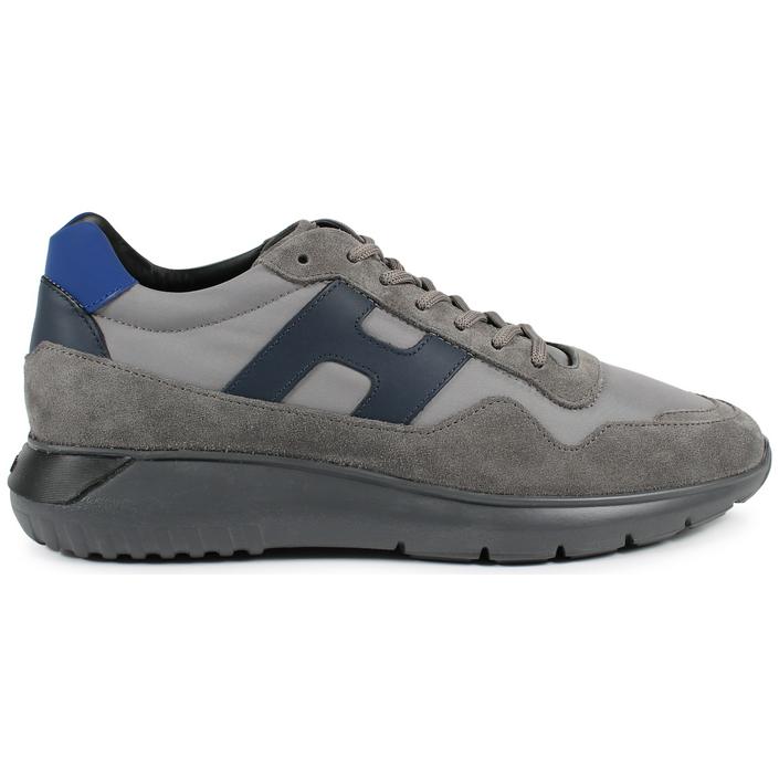 hogan interactive sneaker schoen sneakers veterschoen schoenen suede leather mesh, grijs grey donker donkergrijs dark blue blauw 1 