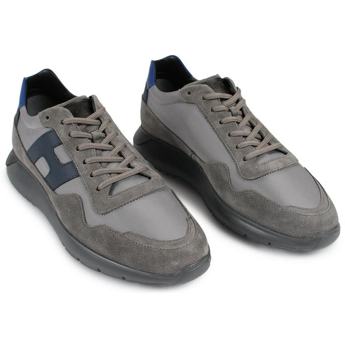 hogan interactive sneaker schoen sneakers veterschoen schoenen suede leather mesh, grijs grey donker donkergrijs dark blue blauw