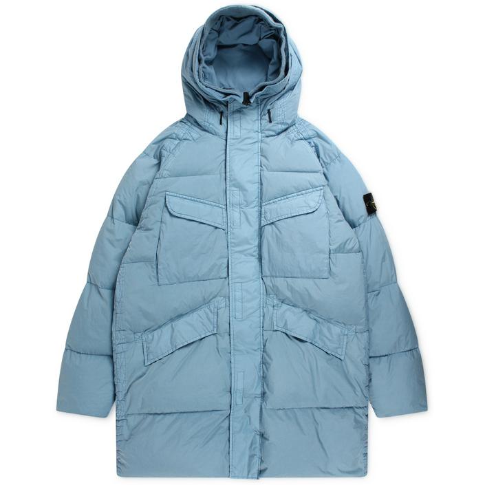 stone island jas winterjas jacket crinkle reps down lichtblauw - tijssen mode