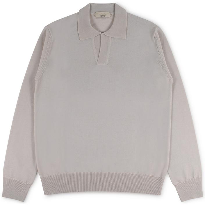 aurelien polo poloshirt shirt knitted knitwear longsleeve long sleeve lange mouw, light licht beige ecru offwhite off white