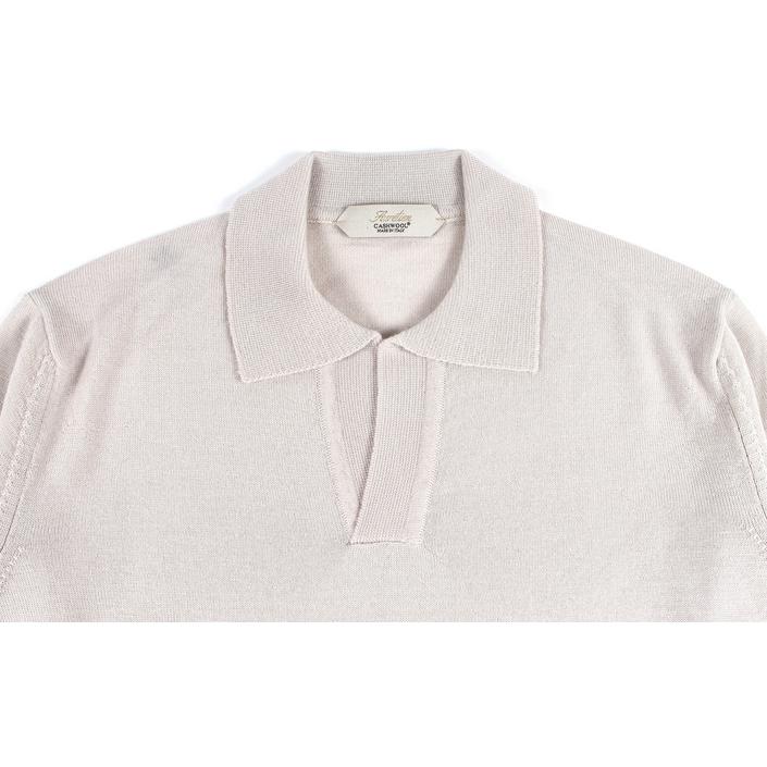 aurelien polo poloshirt shirt knitted knitwear longsleeve long sleeve lange mouw, light licht beige ecru offwhite off white 1
