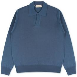 aurelien polo poloshirt knitted knitwear cashwool blauw - tijssen mode