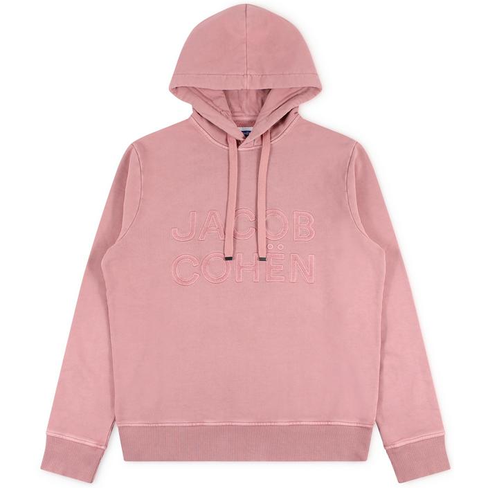 jacob cohen trui sweater fleece sweatshirt shirt hoodie hoody hood hooded capuchon washed vintage, roze pink zalm salmon