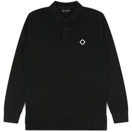Overview image: MA.STRUM Poloshirt LS Piqué met logo, zwart