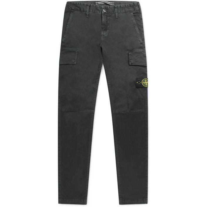 stone island cargo broek cargopants pants chino trousers garment dyed, zwart black dark donker vintage grijs grey donkergrijs anctraciet 1