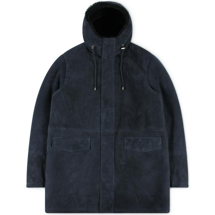 alter ego denzel jas jacket parka winterjas winter leather suede coat, donkerblauw donker dark blue navy blauw blue 1