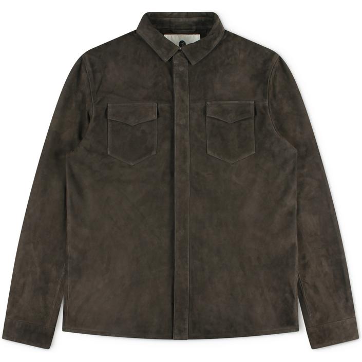 alter ego overshirt robert shirt jacket jas jasje leather suede, bruin donkerbruin brown donker dark chocolate 