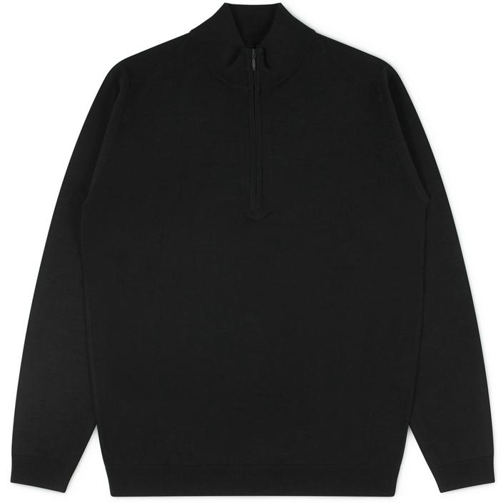 trussini shirt trui jumper knitwear zip halfzip half rits wol wool, zwart black dark donker nero 