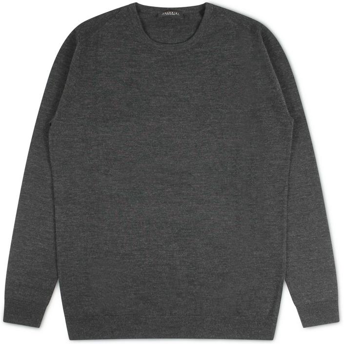 trussini crewneck ronde hals sweatshirt trui jumper knitwear wol wool nette trui, donkergrijs donker dark grijs grey graphite antraciet