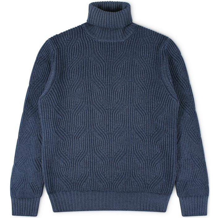 trussini coltrui knitwear trui wol donkerblauw - tijssen mode