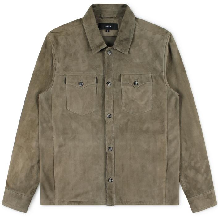 arma overshirt dex shirt blouson jacket jack, groen green donkergroen donker dark taupe brown bruin