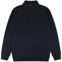 Overview image: TRUSSINI Poloshirt van dunne wol kwaliteit, donkerblauw
