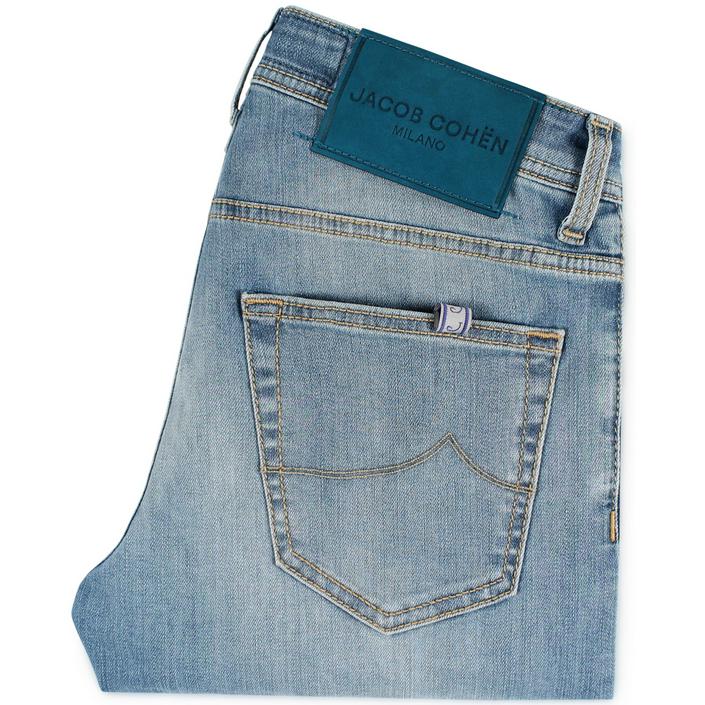 jacob cohen jeans nick slim petrol stonewashed spijkerbroek - tijssen mode