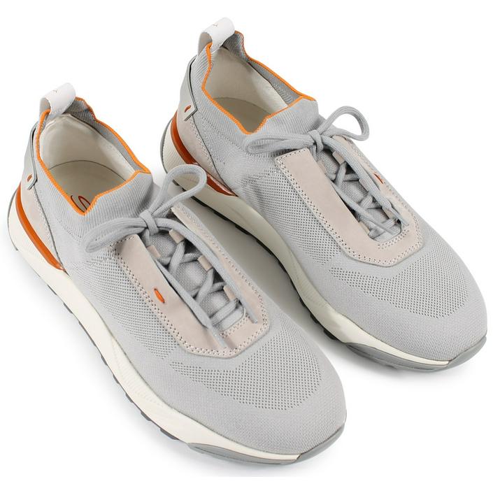 santoni shoes schoen schoenen sneakers sneaker veterschoen jersey inova trainer runner, lichtgrijs licht light grey
