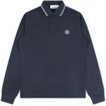 Product Color: STONE ISLAND Poloshirt met embleem en lange mouwen, donkerblauw