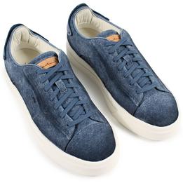 santoni sneaker schoen jeansstof donkerblauw - tijssen mode