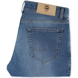 Overview image: RICHARD J. BROWN Jeans Tokyo met bruine stiksels en suède label