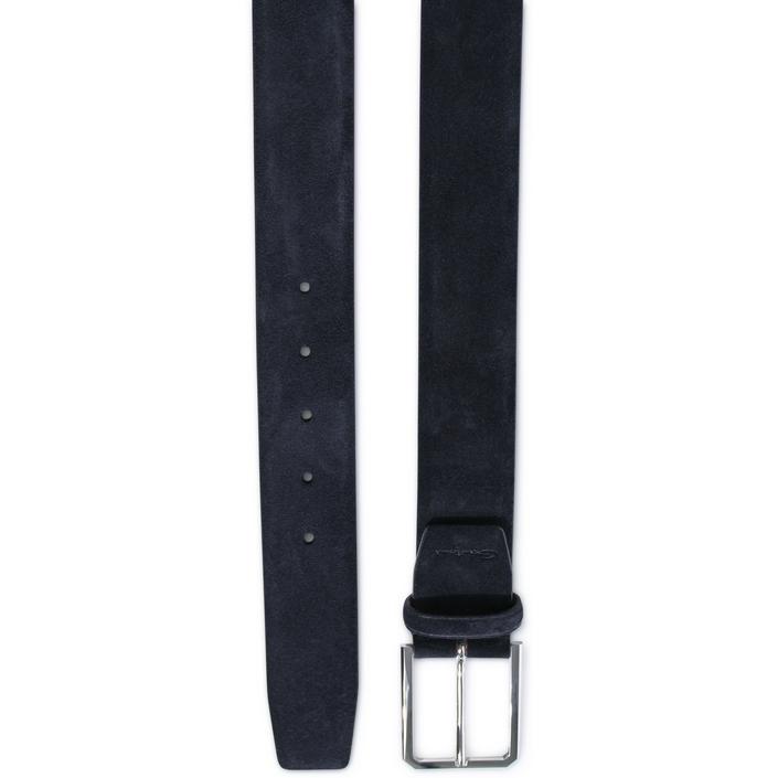 santoni riem belt buckle asseccoires accessoires suede leather leer, donkerblauw donker blauw dark navy blue