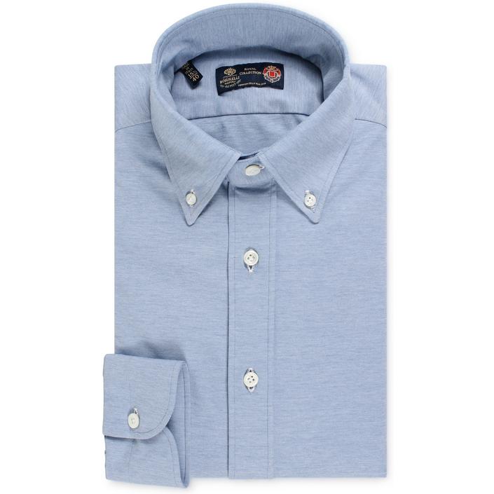 luigi borrelli shirt overhemd buttondown button down oxford, blauw blue lichtblauw licht light poplin 1