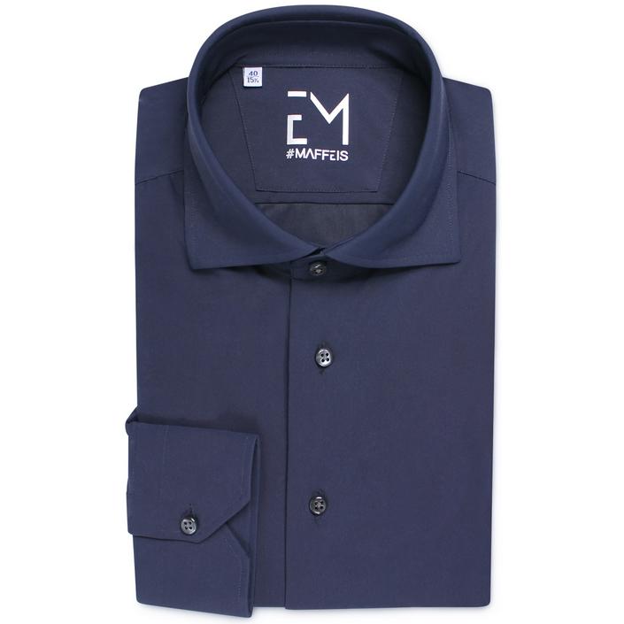 emanuele maffeis stretch jersey 4waystretch shirt overhemd sand, donkerblauw donker dark navy blue 1