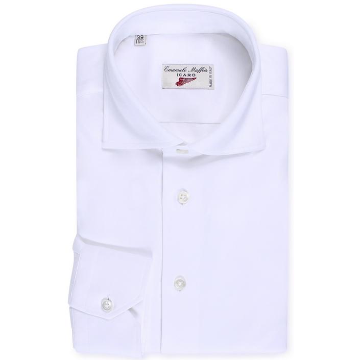 emanuele maffeis icaro stretch jersey 4 way stretch shirt overhemd sillar katoen cotton, wit white light licht bianco 1 png