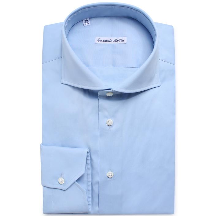 emanuele maffeis stretch jersey 4waystretch shirt overhemd calla katoen cotton, blauw lichtblauw licht light blue 1