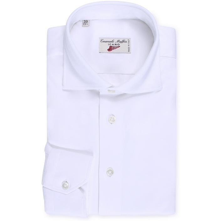 emanuele maffeis overhemd shirt sun extra mouwlengte longsleeve jersey stretch, wit white licht light bianco 1