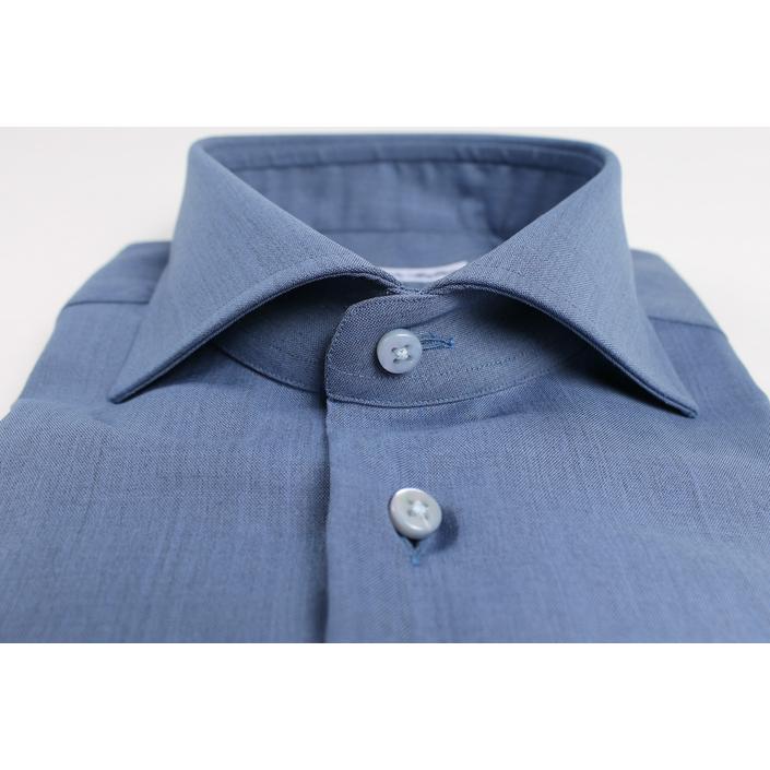 emanuelle maffeis overhemd eiffel wol blauw dressshirt - tijssen mode