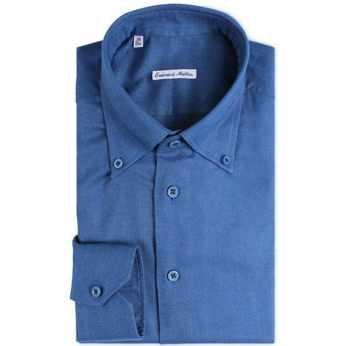 emanuele maffeis shirt overhemd button down flannel winter, blauw blue kobalt cobalt 