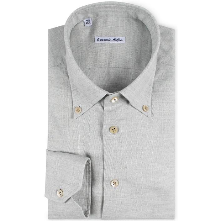 emanuele maffeis shirt overhemd button down flannel winter, grijs grey licht light lichtgrijs 