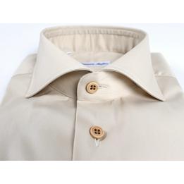 Overview second image: EMANUELE MAFFEIS Overhemd Bedford van katoen stretch kwaliteit, beige