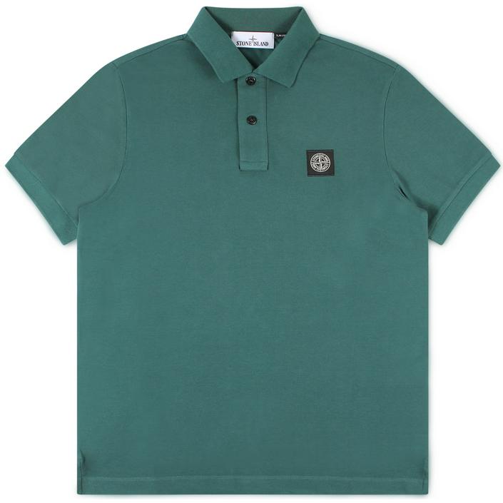 stone island polo poloshirt shirt shortsleeve korte mouw short sleeve slimfit slim fit logo embleem, groen green bottle 