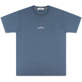 stone island tshirt shirt one print blauwgrijs blauw - tijssen mode