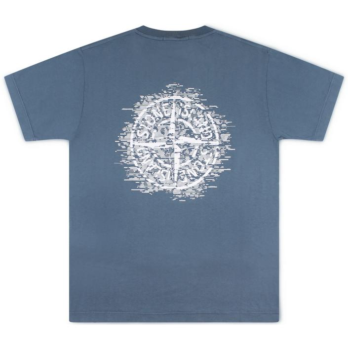 stone island tshirt shirt shortsleeve one print blauwgrijs blauw - tijssen mode