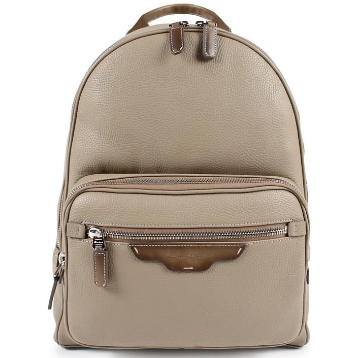 santoni rugtas rugzak backpack leer leather leren grain leather nerf, beige sand ecru bruin brown licht light 2