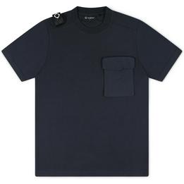 Overview image: MA.STRUM T-shirt met cargo borstzak en embleem, donkerblauw