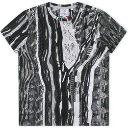 carlo colucci tshirt shirt t-shirt breiprint zwart wit - tijssen mode