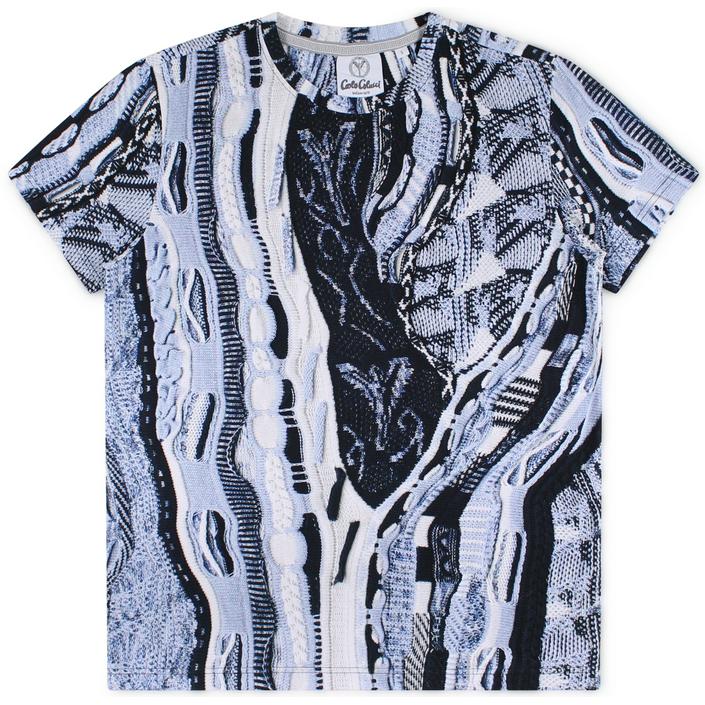 carlo colucci tshirt shirt breiprint lichtblauw - tijssen mode