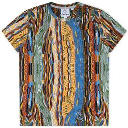 Overview image: CARLO COLUCCI T-shirt met multicolor breiprint, geel