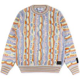 carlo colucci trui jumper sweater jacquard paars geel - tijssen mode