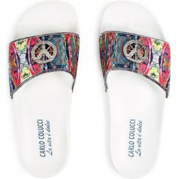 Overview image: CARLO COLUCCI Badslippers met breiprint, wit