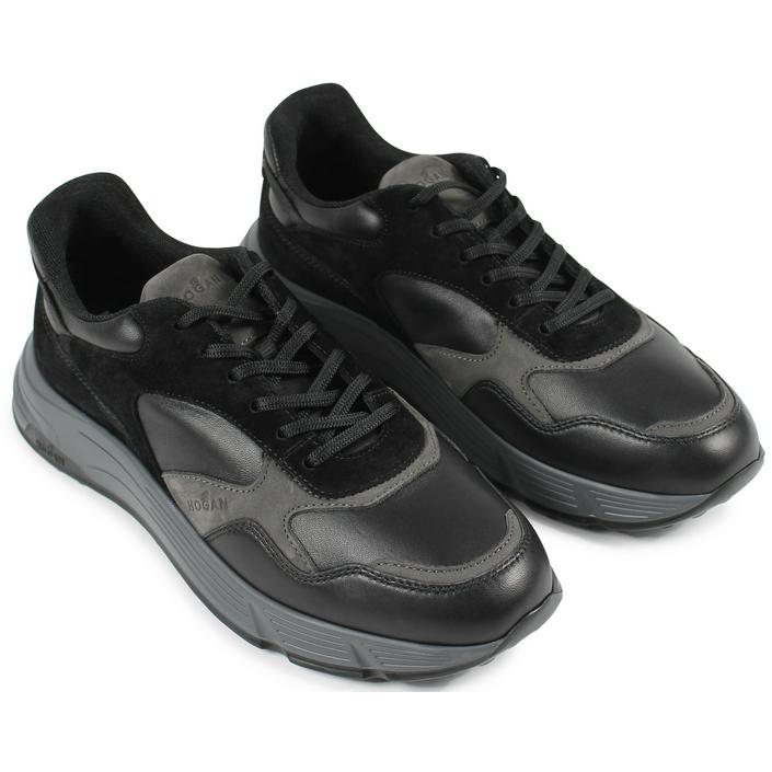 hogan hyperlight sneaker sneakers shoes schoen schoenen leer leather trainers, zwart black dark donker nero