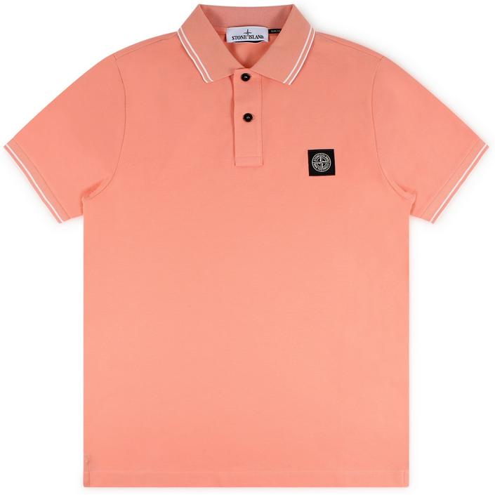 stone island polo poloshirt shirt shortsleeve short sleeve korte mouw slim fit, roze pink zalm salmon