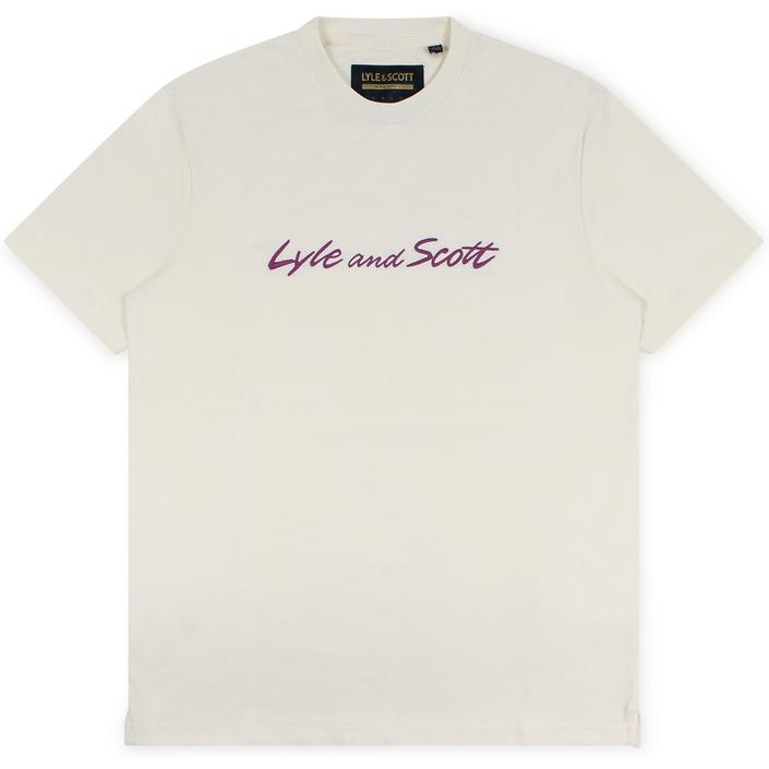 lyle and scott tshirt shirt script borduur off white - tijssen mode