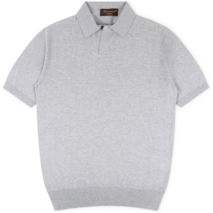Doriani cashmere polo poloshirt shirt shortsleeve short sleeve korte mouw cotton katoen, grijs grey lichtgrijs licht light