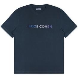 Overview image: JACOB COHËN  T-shirt met geborduurde letters, jeansblauw
