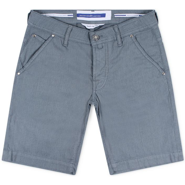 jacob cohen shorts bermuda korte broek chino zomer summer cotton katoen stretch, stripe lichtblauw licht light bue grey blauwgrijs grijs 1