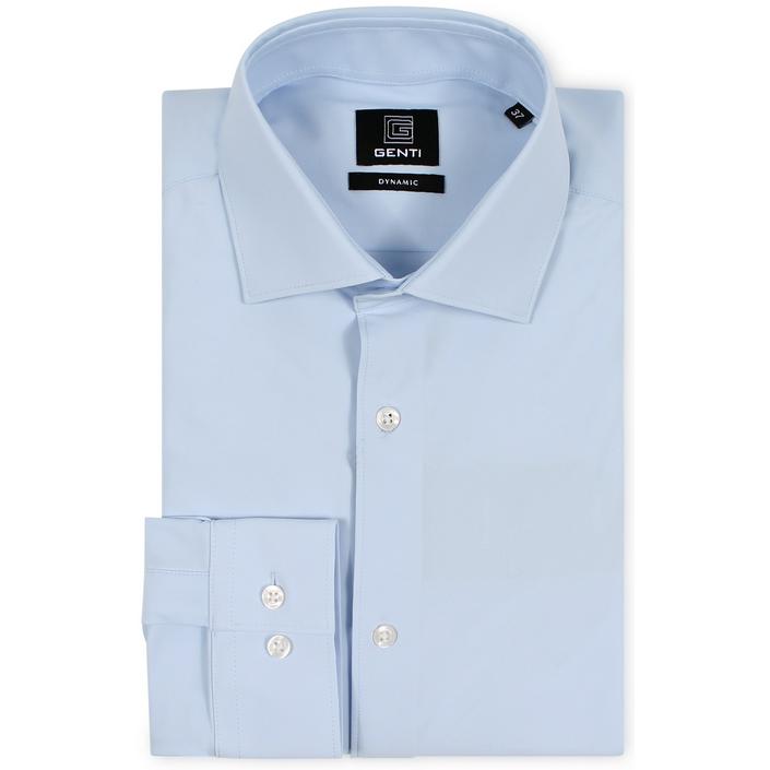 genti overhemd hemd shirt stretch dressshirt casual, lichtblauw light licht blauw blue