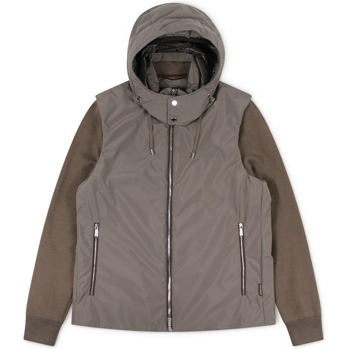 moorer evan jas jasje jacket hybride bodywarmer hood hooded capuchon zomer summer zomerjas, bruin brown tuape dark donker darkgreen 1 