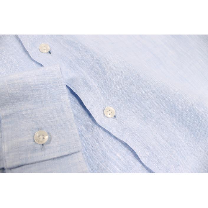 genti shirt overhemd casual linnen lino zomer summer longsleeve, lichtblauw licht light blue blauw 1